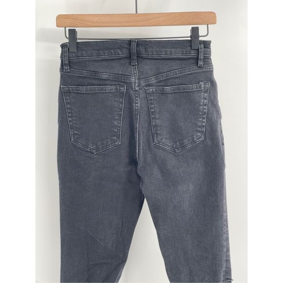 Free People Jeans Skinny Women Size 27 Black Raw Hem Distressed High Rise - Picture 8 of 13